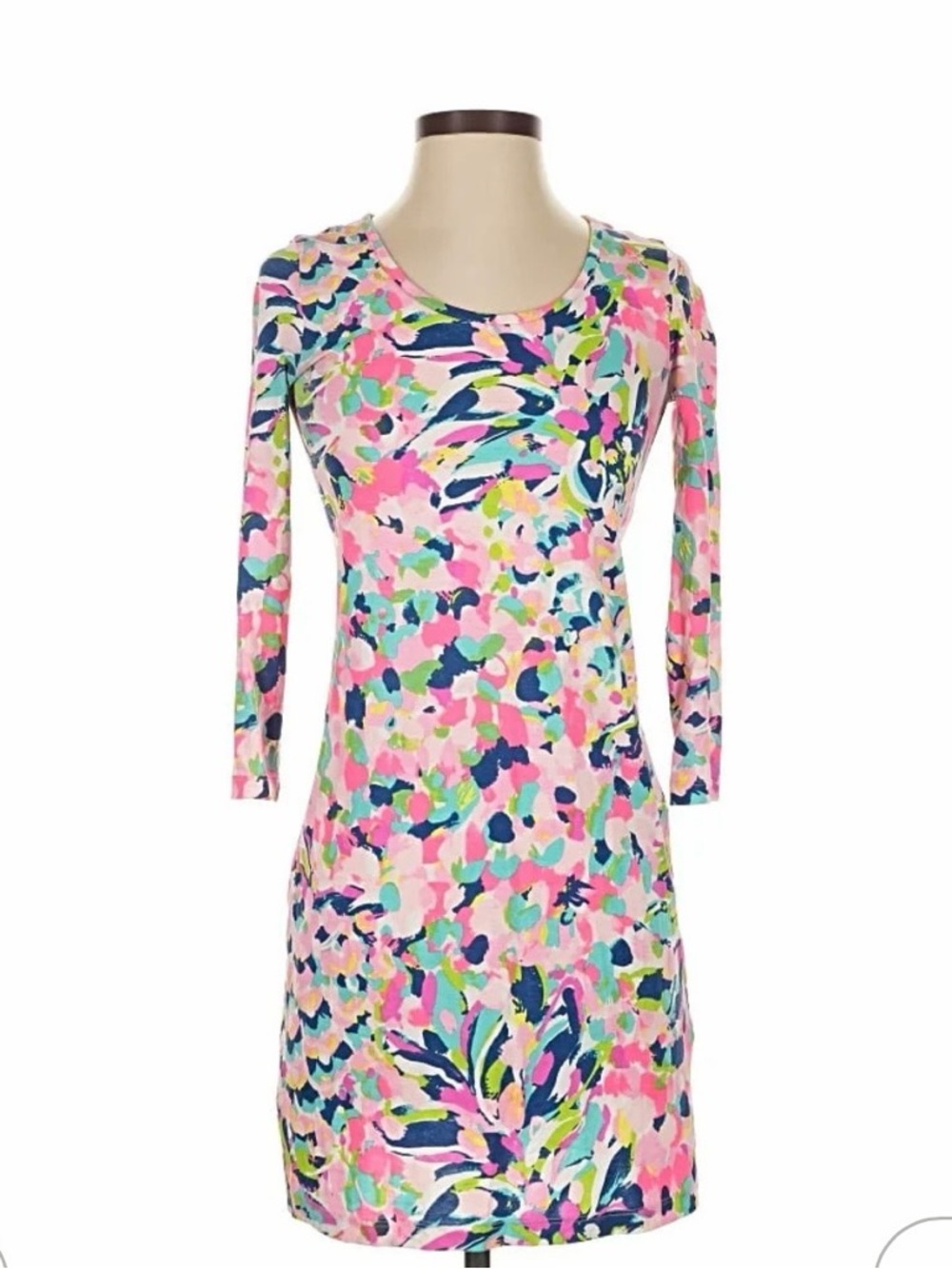 Lilly Pulitzer Pink & Blue Floral Long-Sleeve Shift Dress